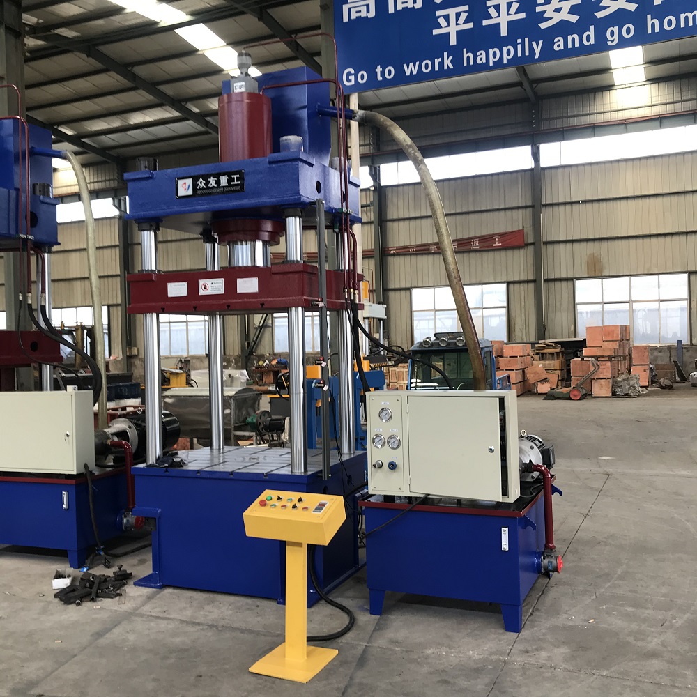 315T三樑(liang)四柱灰(hui)鬭(dou)車(che)拉(la)伸成(cheng)型切邊液壓(ya)機